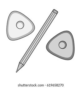 Pencil and sewing wash.Sewing or tailoring tools kit single icon in monochrome style vector symbol stock illustration.