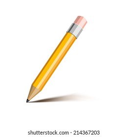 pencil with shadow icon isolated on white