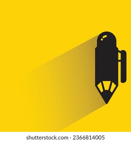 pencil with shadow on yellow background