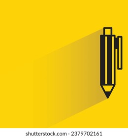 pencil with shadow on yellow background