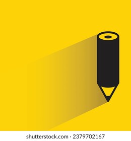 pencil with shadow on yellow background