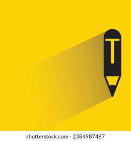 pencil with shadow on yellow background