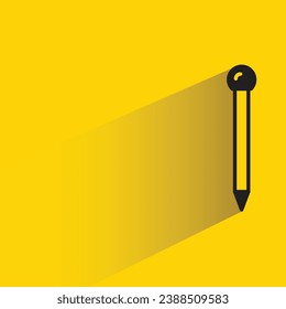 pencil with shadow on yellow background