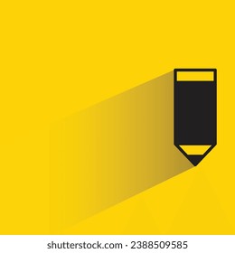 pencil with shadow on yellow background