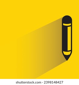 pencil with shadow on yellow background