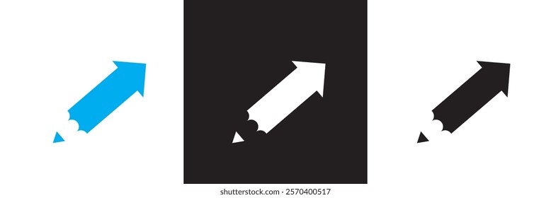 Pencil in the shape of an arrow pointer.   isolated on white and black background. vector illustration. EPS 10