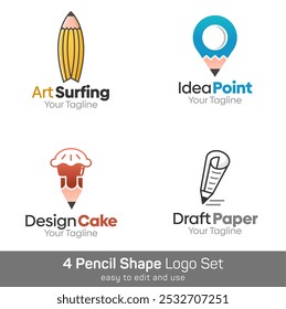 Pencil Shape Logo Template Set. Good for Business, Agency, Community and Organization