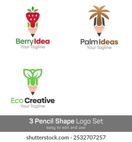 Conjunto de Modelos de Logotipo de Forma de Lápis. Bom para negócios, agência, comunidade e organização