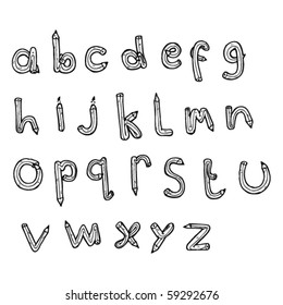 pencil shaped alphabet drawing