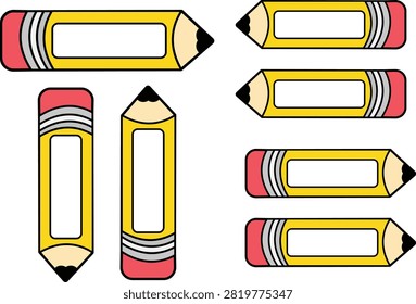 Pencil Shaped Classroom Name Tag Template Set with Writable Label Area