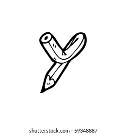 pencil shaped drawing of letter Y