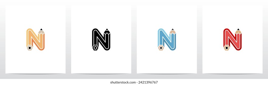 Pencil Shaped Letter Logo Design N