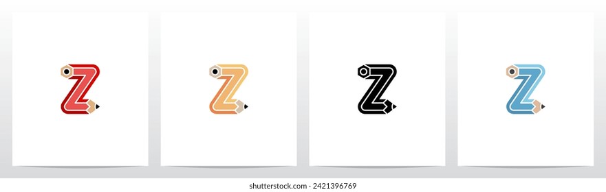 Pencil Shaped Letter Logo Design Z