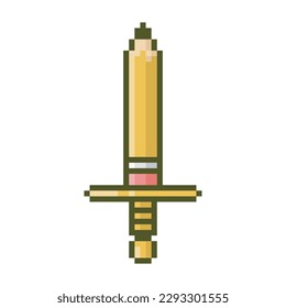 espada en forma de lápiz, objeto de arte de píxeles