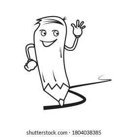 Pencil shaped vector cartoon. Named Mr. Penci