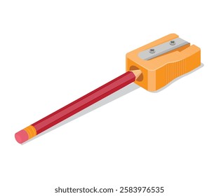 Pencil and sharpener. Back to school set supplies. Back to school concepts stock illustration