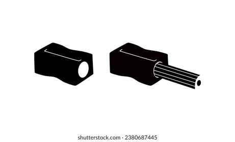 Pencil sharpener, black isolated silhouette