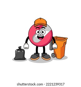 pencil sharpener cartoon as a garbage collector Illustration 