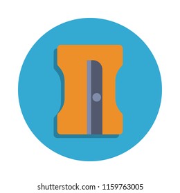 pencil sharpener colored in blue badge icon. Element of school icon for mobile concept and web apps. Detailed pencil sharpener icon can be used for web and mobile