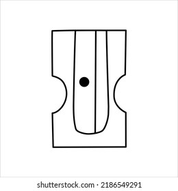 Pencil sharpener in a cute doodle style isolated on a white background. Vector elements school supplies