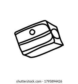 Pencil sharpener in Doodle style. Simple design element on the theme of stationery, office, creativity,. Hand drawn and isolated on a white background. Black and white vector illustration - Powered by Shutterstock - Get 15% off with code: PIKWIZARD15