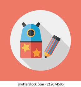 Pencil sharpener flat icon with long shadow,eps10