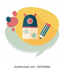 Pencil sharpener flat icon with long shadow,eps10