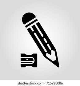 Pencil and sharpener flat vector isolated icon