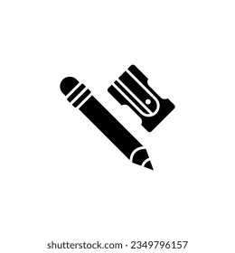 Pencil and Sharpener Glyph Icon - Back to School Icon Vector illustration.