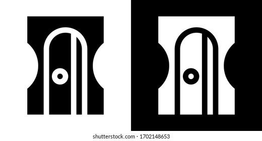 Enfocador de lápiz. Icono de glifo en versión en blanco y negro.