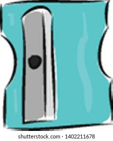 Pencil sharpener hand drawn design, illustration, vector on white background.