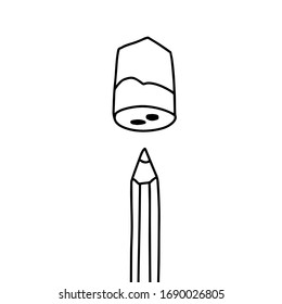 Pencil sharpener hand drawn vector illustration in cartoon comic style office equipment outline print poster card