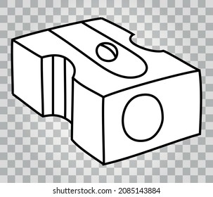 Pencil sharpener. Sharpener. Hand-drawn colorless vector illustration
