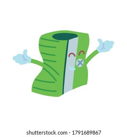 pencil sharpener with happy face cartoon, school supplies vector illustration design