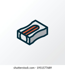 Pencil sharpener icon colored line symbol. Premium quality isolated sharpen element in trendy style.
