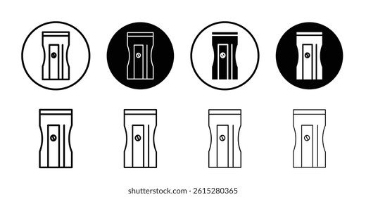Pencil sharpener icon Flat simple outline set