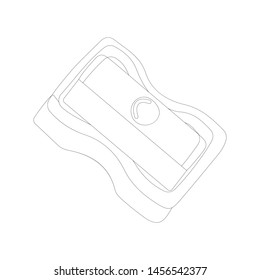 Pencil sharpener icon in outline style isolated on white background. Vector