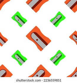 Pencil Sharpener Icon Seamless Pattern, Sharpener Vector Art Illustration