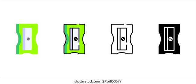 Conjunto de iconos de sacapuntas de lápiz para papelería escolar