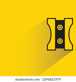 pencil sharpener icon with shadow on yellow background