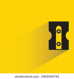 pencil sharpener icon with shadow on yellow background