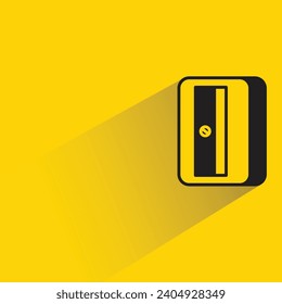 pencil sharpener icon with shadow on yellow background