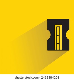 pencil sharpener icon with shadow on yellow background