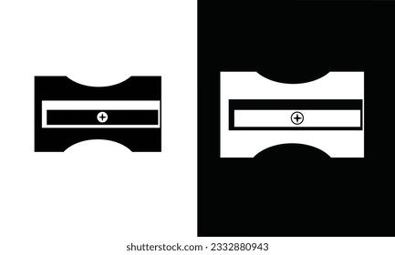 Pencil sharpener icon vector. Pencil sharpener  silhouette. School supplies icon vector. Back to school concept. Learning and education icon. Flat vector in black and white.