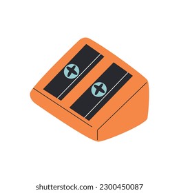 Afilador de lápiz aislado sobre fondo blanco. Educación, diseño de papelería. Ilustración vectorial.