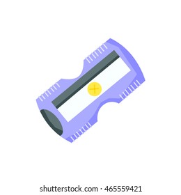 Pencil sharpener isolated on white. Vector illustration of school or office tool. Sharpening sign. Manual sharp supply.