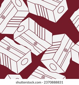 Pencil sharpener line art seamless pattern. Suitable for backgrounds, wallpapers, fabrics, textiles, wrapping papers, printed materials, and many more.