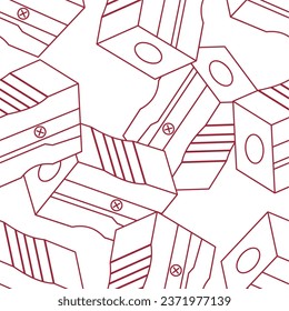 Pencil sharpener line art seamless pattern. Suitable for backgrounds, wallpapers, fabrics, textiles, wrapping papers, printed materials, and many more.