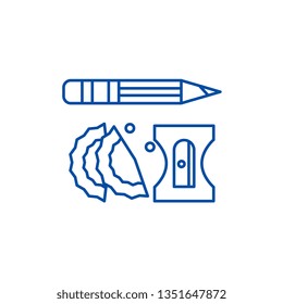 Pencil and sharpener line icon concept. Pencil and sharpener flat  vector symbol, sign, outline illustration.