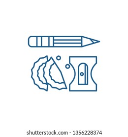 Pencil and sharpener line icon concept. Pencil and sharpener flat  vector symbol, sign, outline illustration.